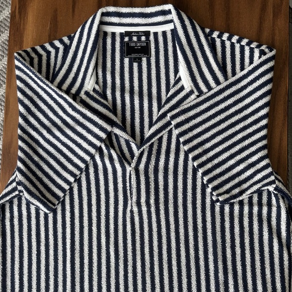 Todd Snyder Navy and White Striped Knit Top